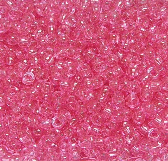 7x4mm Transparent Hot Pink Mini Pony Beads