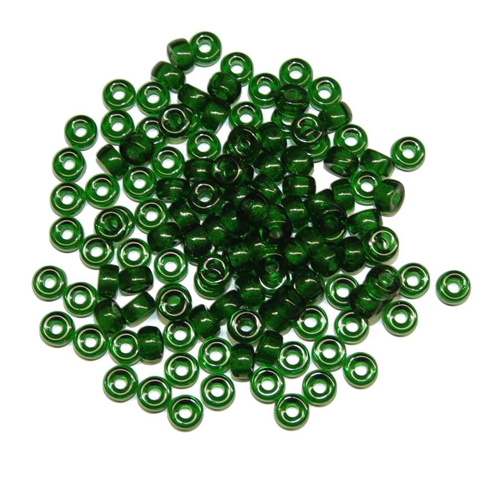 Transparent Dark Green Czech Glass 6mm Mini Pony Beads 100pc