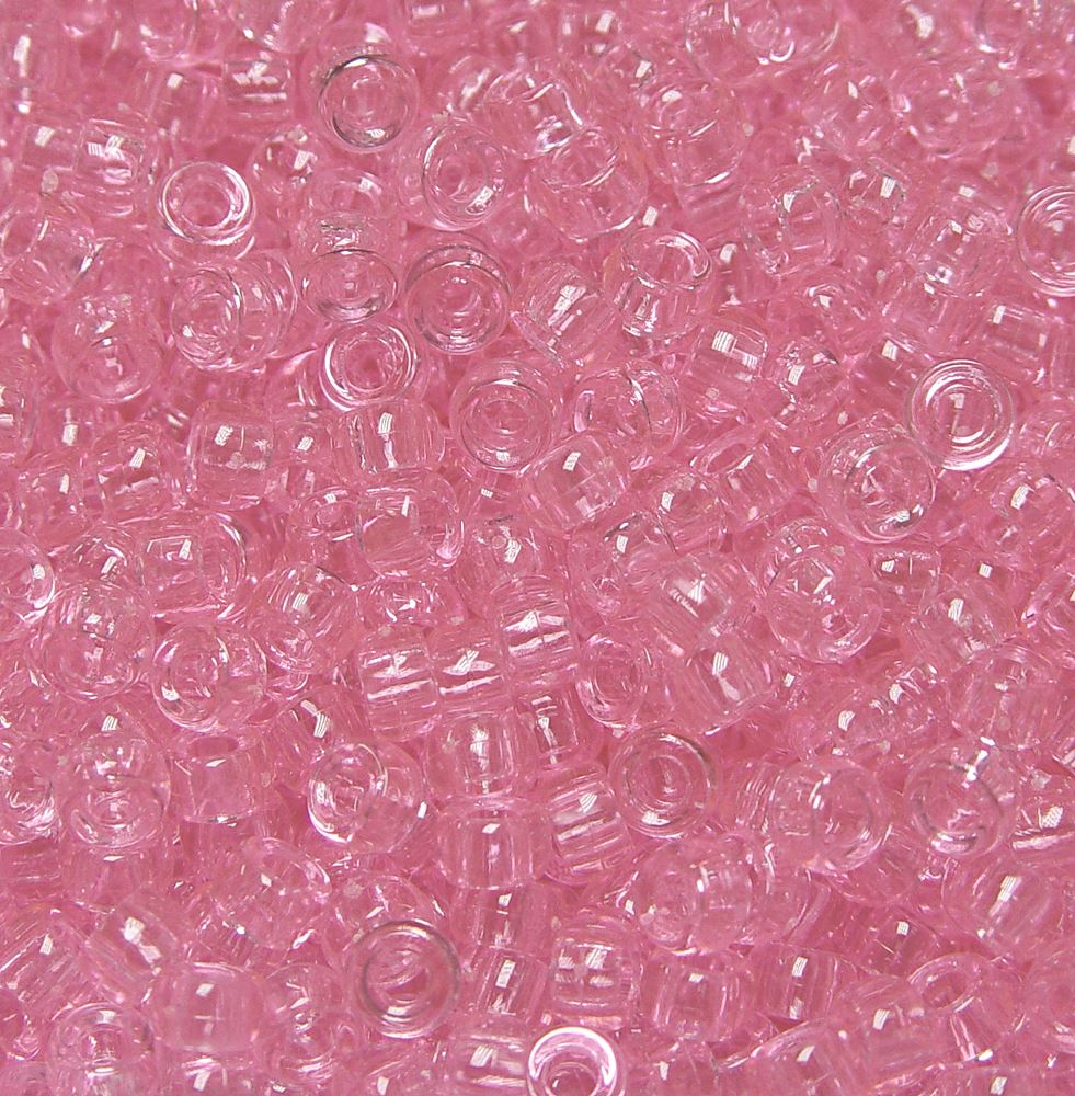 7x4mm Transparent Pink Mini Pony Beads