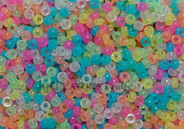 6.5x4mm Multi Glow Color Mini Pony Beads