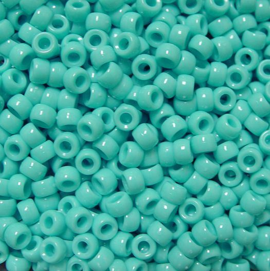 6.5x4mm Opaque Light Turquoise Mini Pony Beads