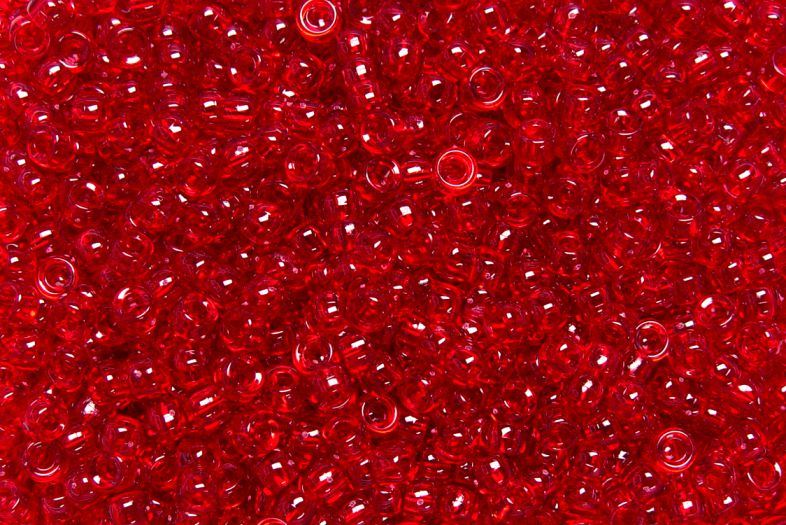 6.5x4mm Transparent Ruby Mini Pony Beads