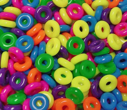 14mm Rings Neon Fun Multi Colors 100pc