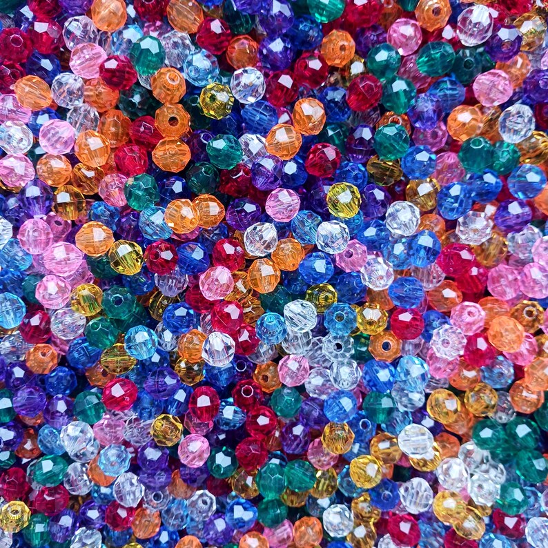 
                  
                    Faceted Round Beads 8mm Multi Transparent Colors Jolly Store Crafts
                  
                