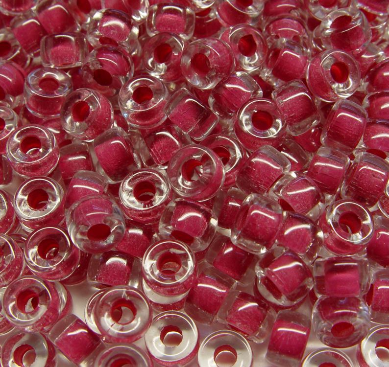 Crystal Lined Red Czech Glass 9mm Pony Beads 100pc