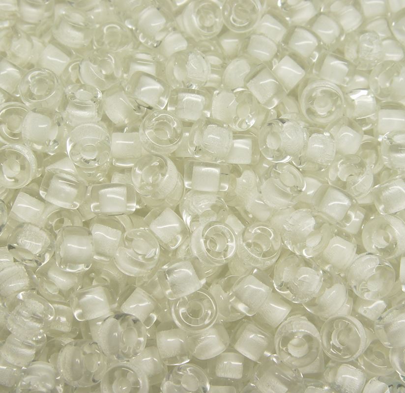 Crystal Lined White Czech Glass 9mm Pony Beads 100pc