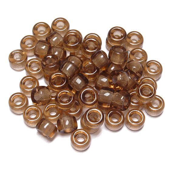 Smoked Topaz Czech Glass 9mm Pony Beads 100pc