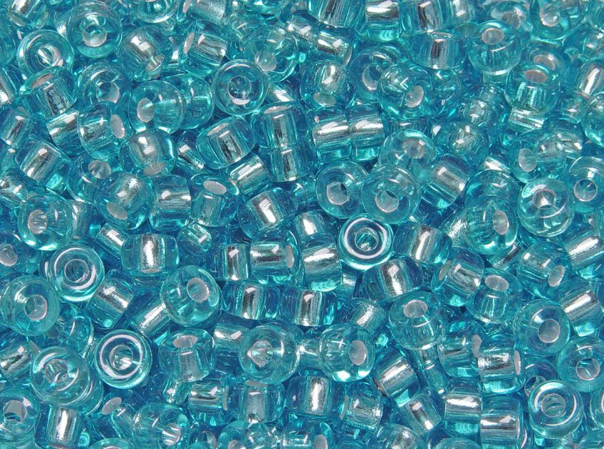 Aqua Silver Foil Lined Czech Glass 6mm Mini Pony Beads 100pc