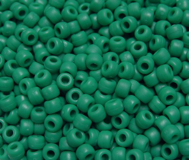 9x6mm Matte Green Pony Beads