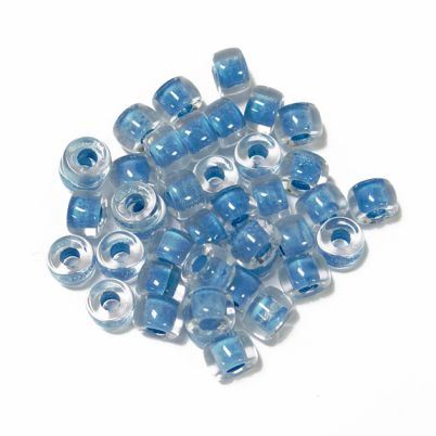 Crystal Lined Light Blue Czech Glass 9mm Pony Beads 100pc