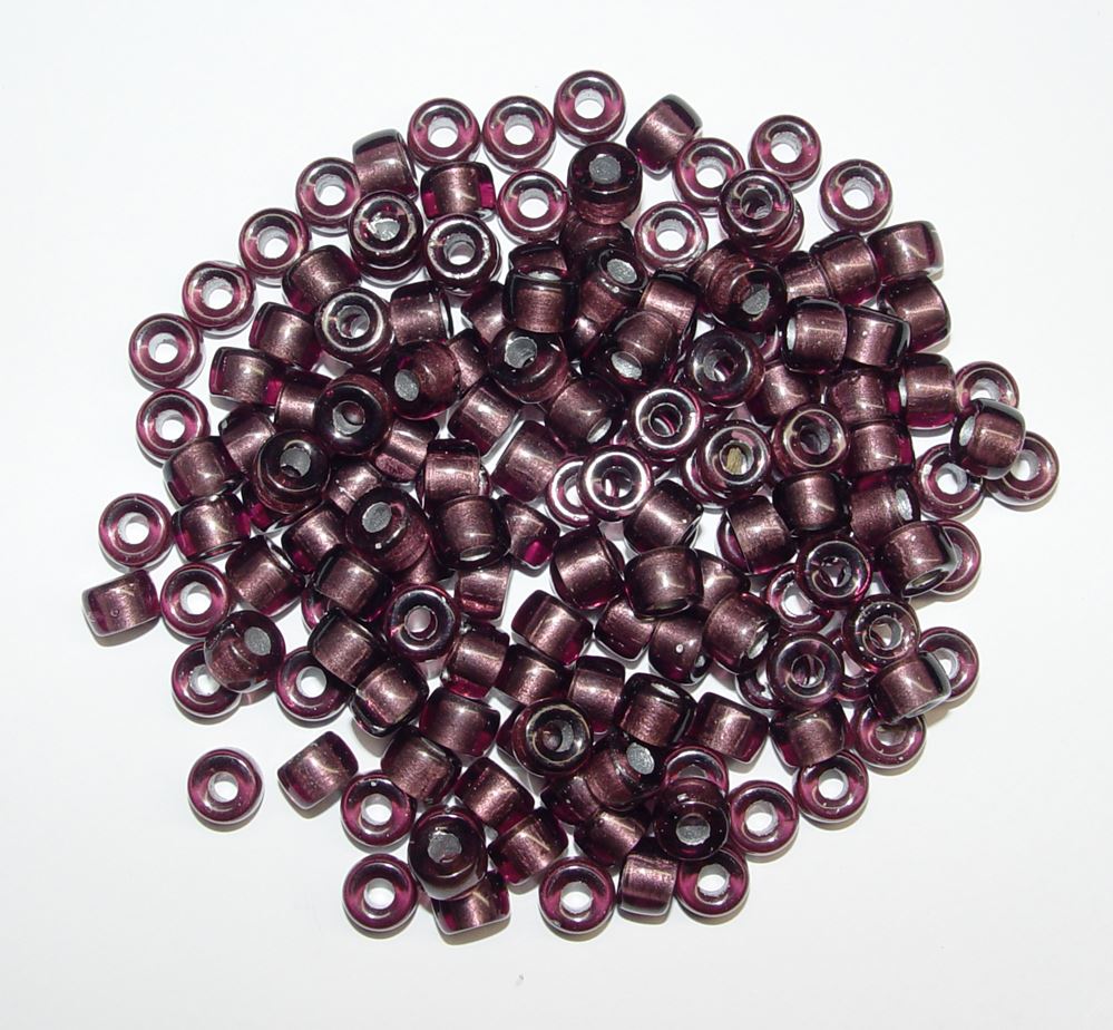 Dark Amethyst Silver Lined Czech Glass 9mm Pony Beads 100pc