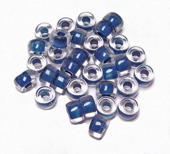 Lined Navy Blue Czech Glass 9mm Pony Beads 100pc