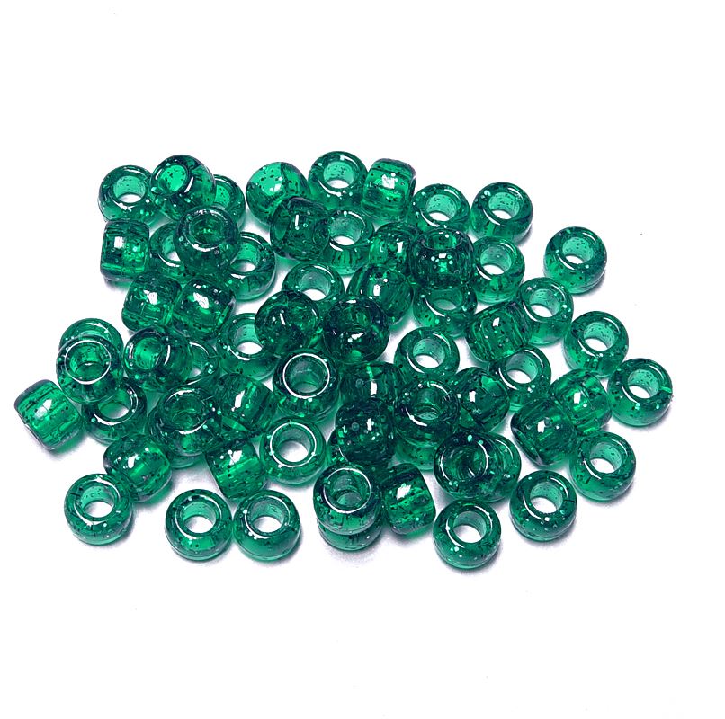 9x6mm Emerald Sparkle Pony Beads 500pc