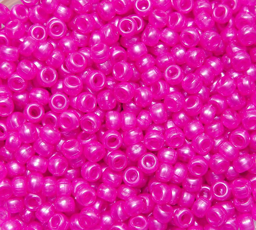 9x6mm Hot Pink Pearl Pony Beads 500pc