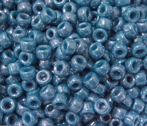 Blue Luster Czech Glass 9mm Pony Beads 100pc