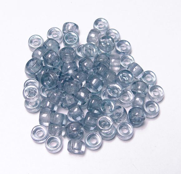 Transparent Blue Luster Czech Glass 9mm Pony Beads 100pc