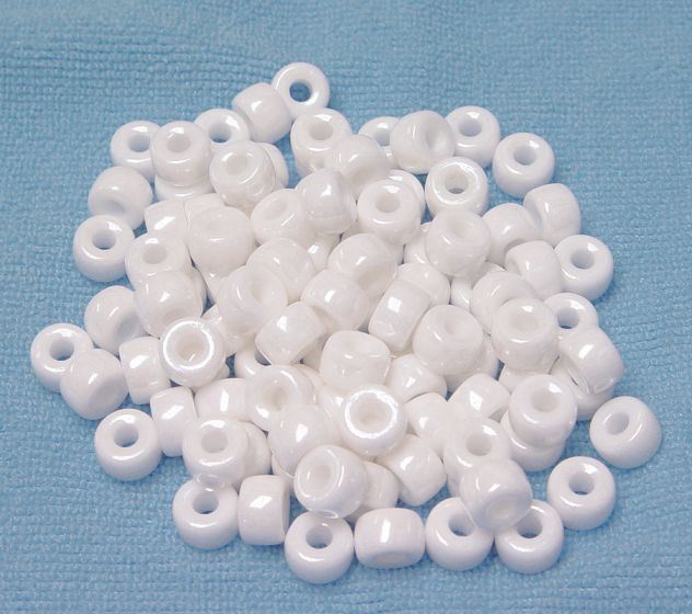 White Luster Czech Glass 9mm Pony Beads 100pc