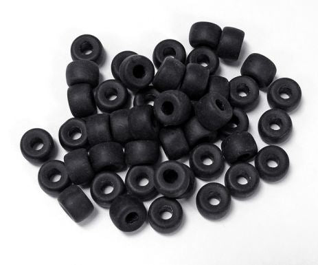 Matte Black Czech Glass 9mm Pony Beads 100pc