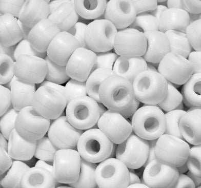 9x6mm Matte White Pony Beads