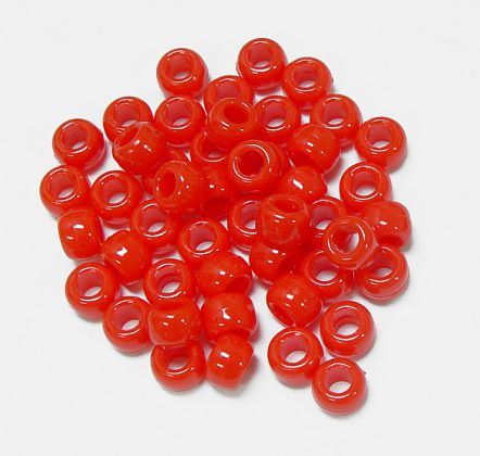 9x6mm Neon Red Pony Beads