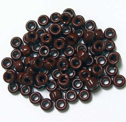 Opaque Brown Czech Glass 9mm Pony Beads 100pc