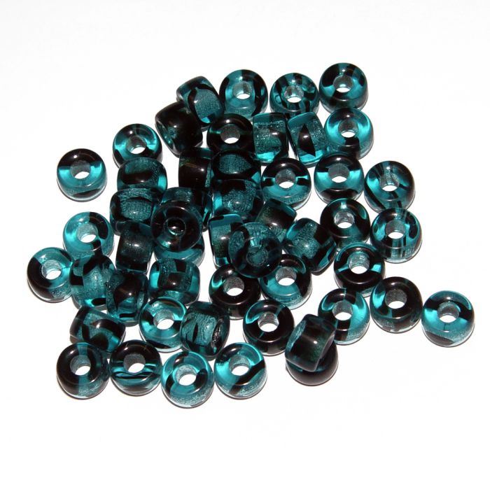 Teal Tortoise Czech Glass 9mm Pony Beads 100pc