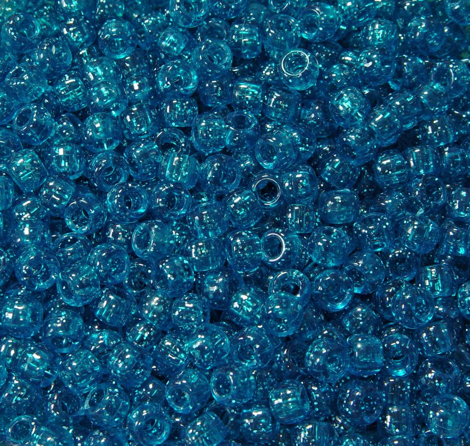 9x6mm Teal Sparkle Pony Beads 500pc