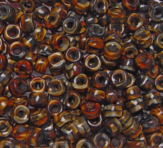 Tiger Eye Czech Glass 9mm Pony Beads 100pc