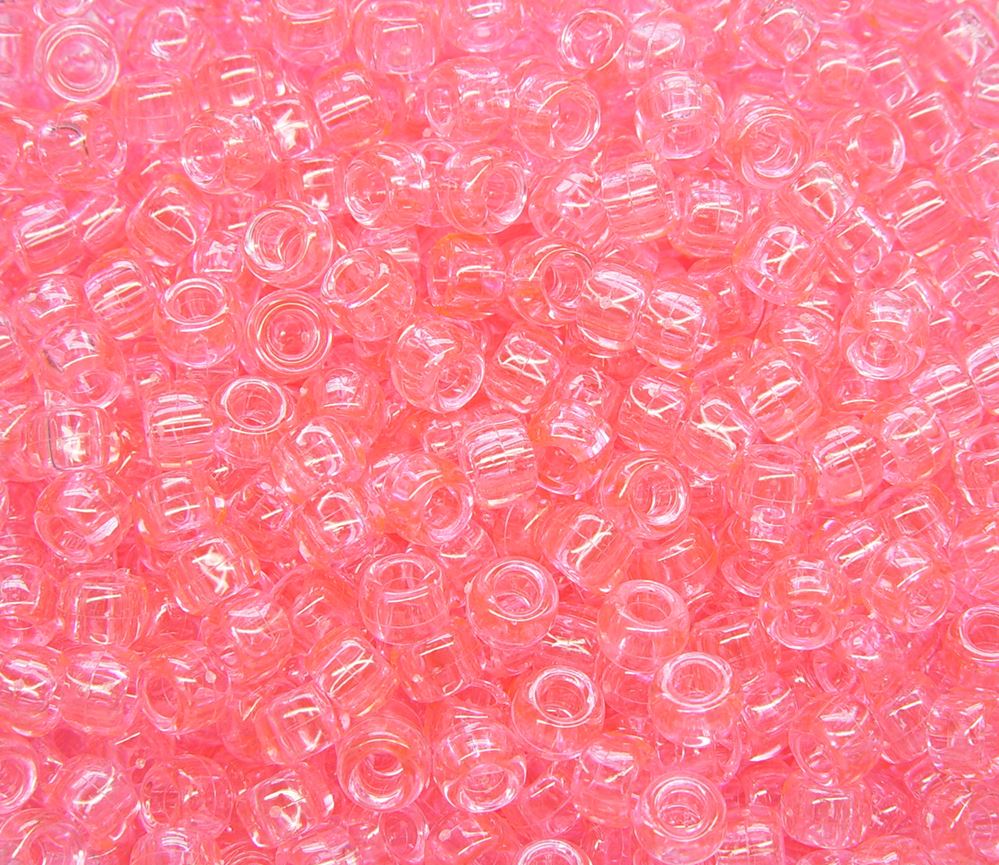 9x6mm Transparent Pink Pony Beads 500pc