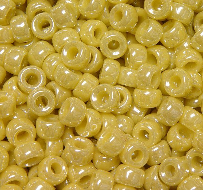 Yellow Luster Czech Glass 9mm Pony Beads 100pc