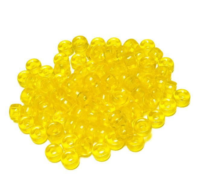 Transparent Yellow Czech Glass 9mm Pony Beads 100pc