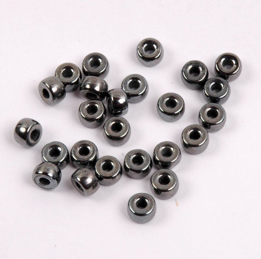 Hematite Czech Glass 6mm Mini Pony Beads 100pc