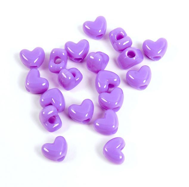 Opaque Lilac Heart Shaped Pony Beads