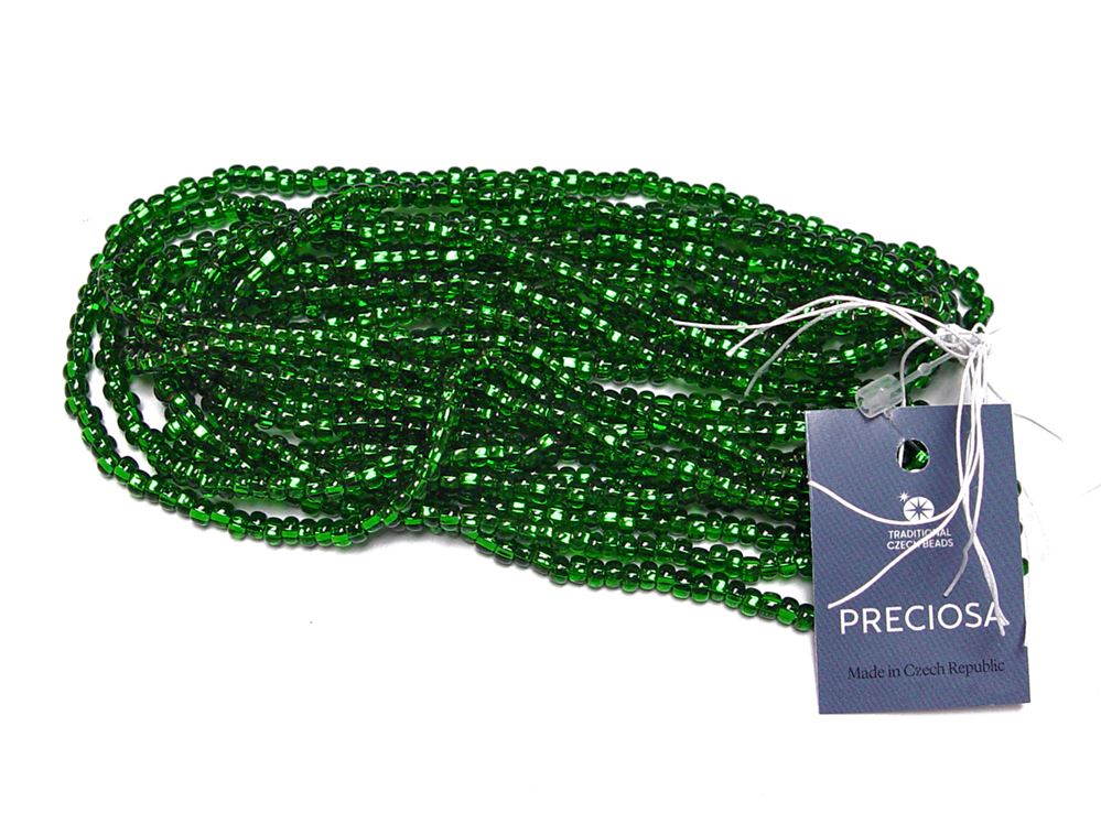 6/0 Silver Lined Green Czech Glass Seed Beads