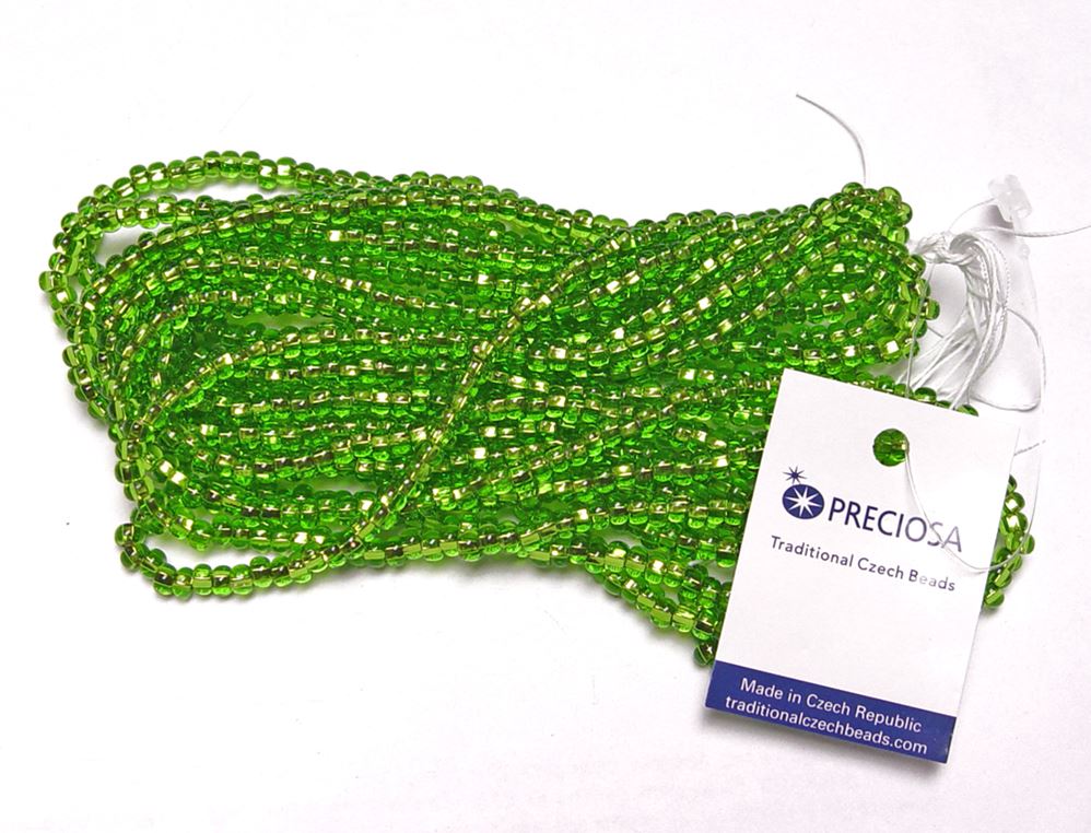 6/0 Silver Lined Green Light Czech Glass Seed Beads