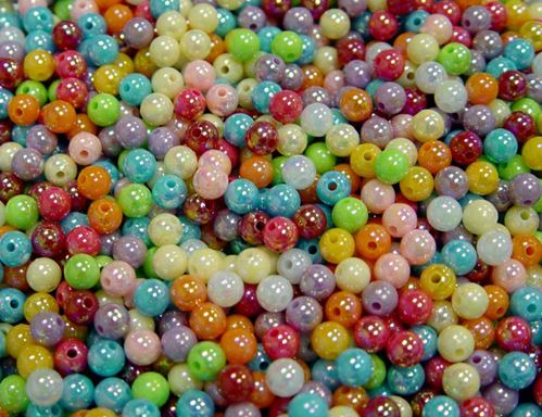 Multi Color AB 6mm Round Plastic Beads 500pc