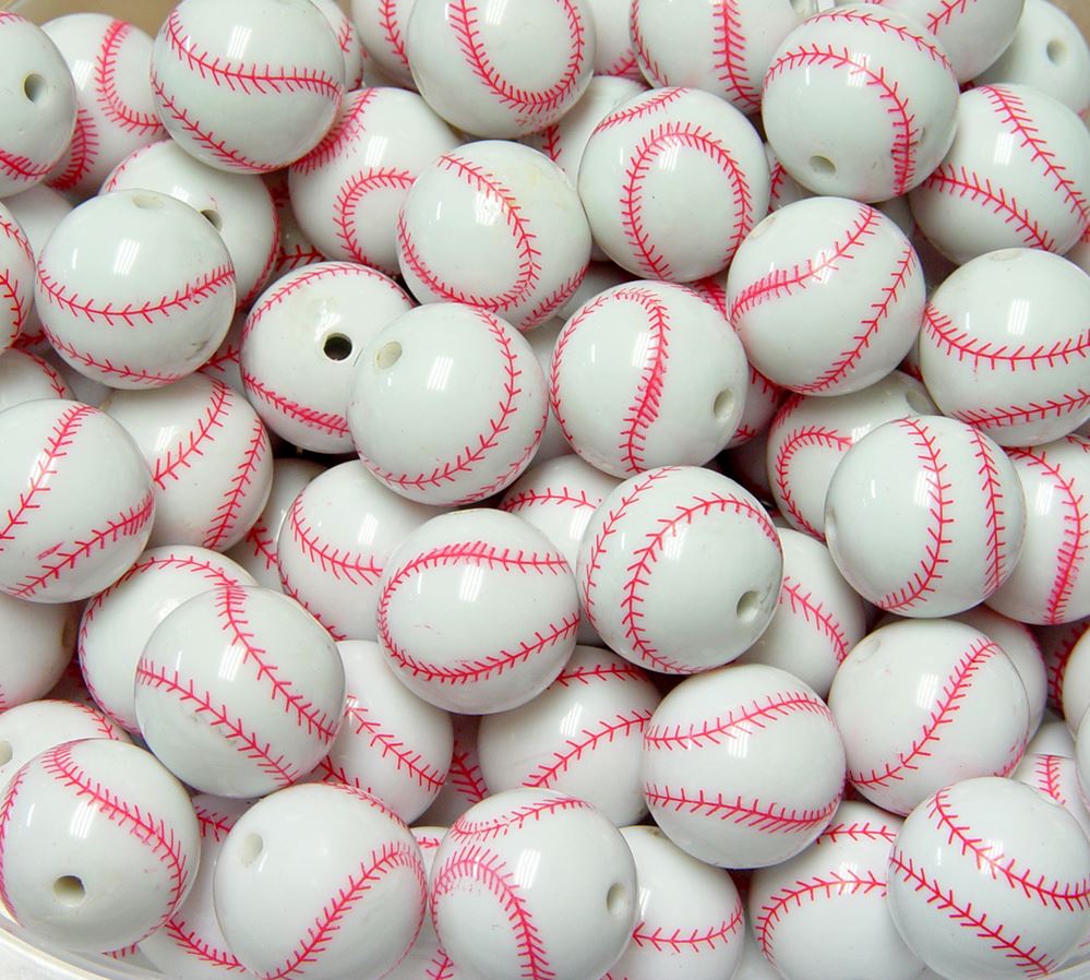 Baseball Beads 20mm