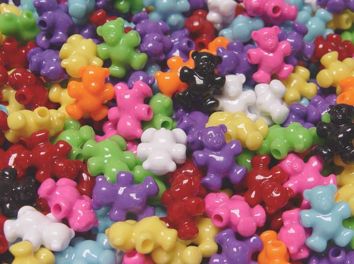 Teddy Bears Beads Multi Colors (24pc)