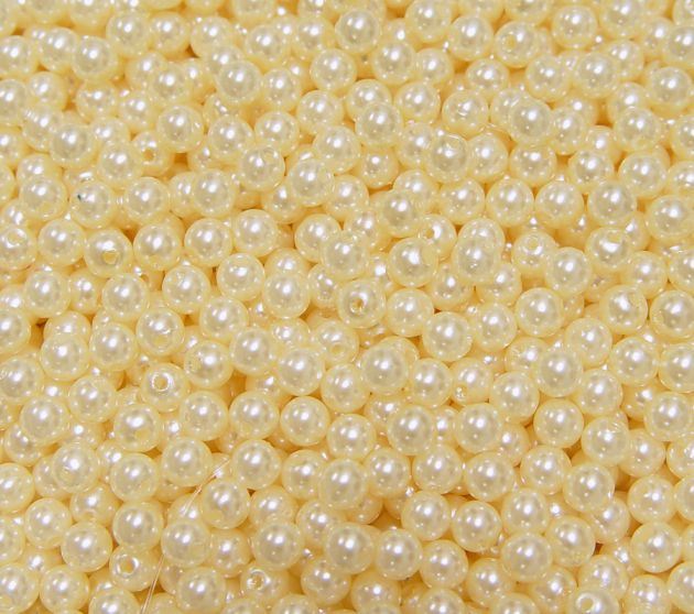 Pearl Bisque 6mm Round Plastic Beads