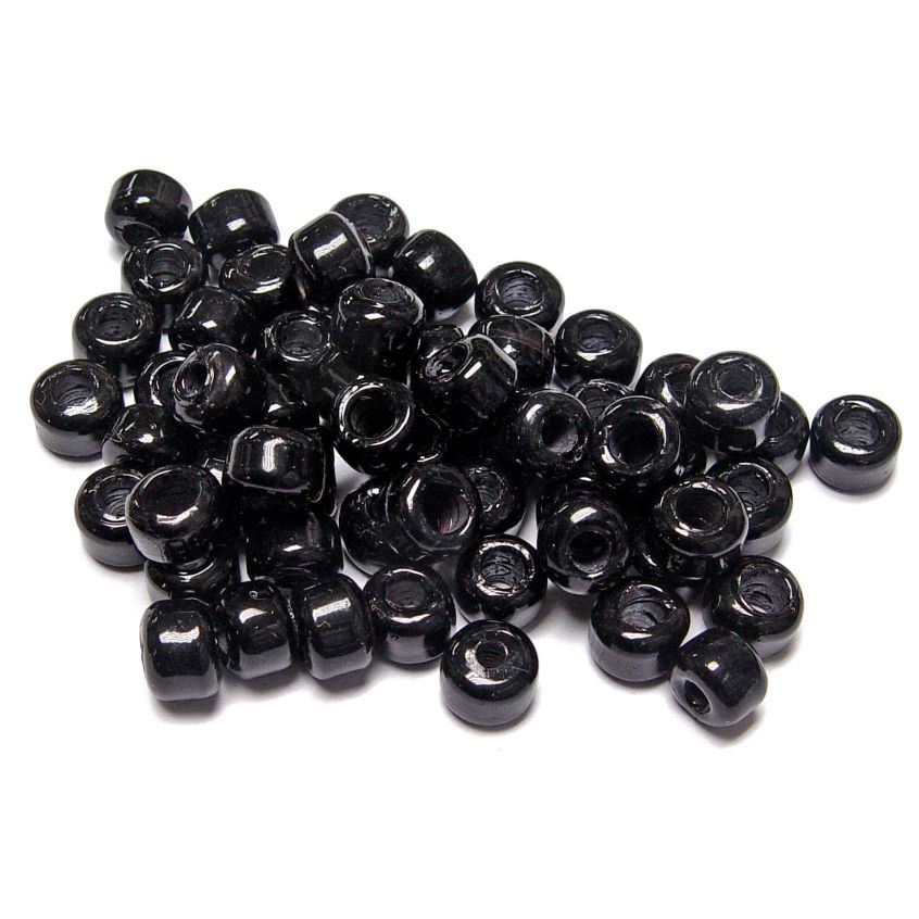 9mm Opaque Black India Glass Crow Beads 100pc