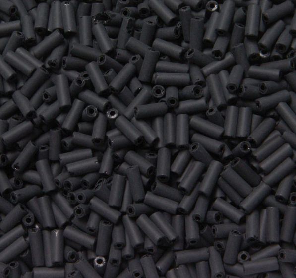 8x3mm Matte Black Wampum Beads 250 grams