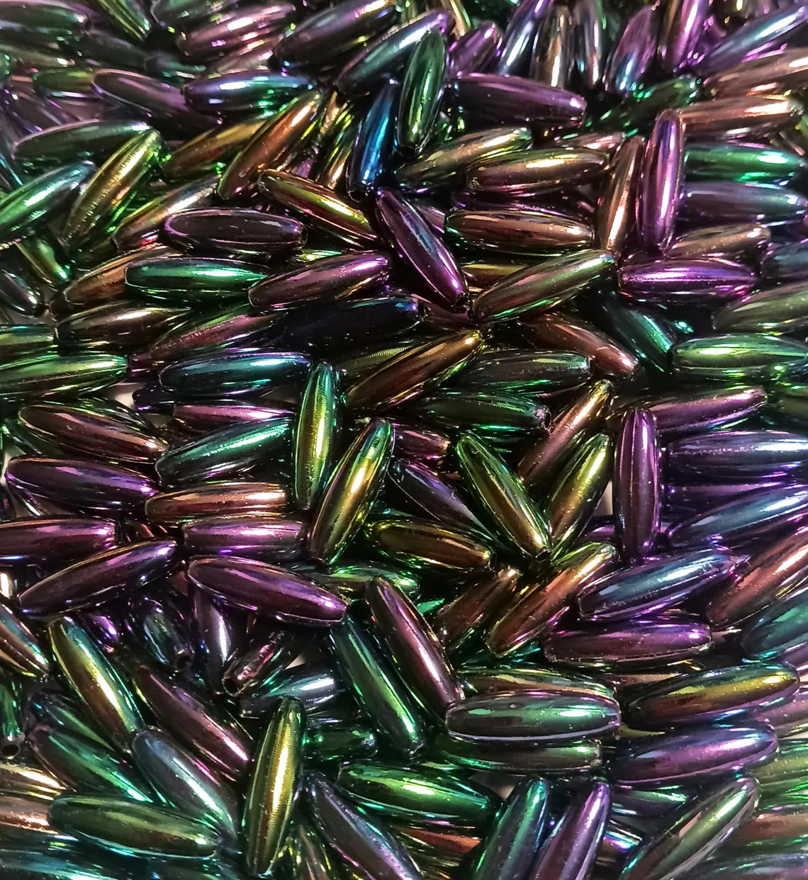 
                  
                    Black AB metallic spaghetti craft beads 19mm plastic tube beads
                  
                