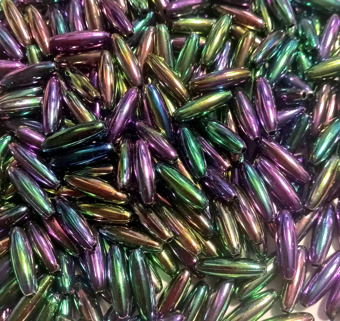 
                  
                    Black AB metallic spaghetti craft beads 19mm plastic tube beads
                  
                