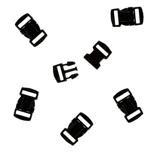 12mm (1/2 inch) Plastic Paracord Buckles Black 6pc