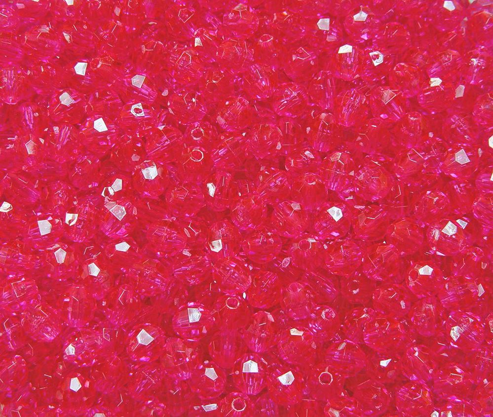 Transparent Bright Pink 8mm Faceted Round Beads