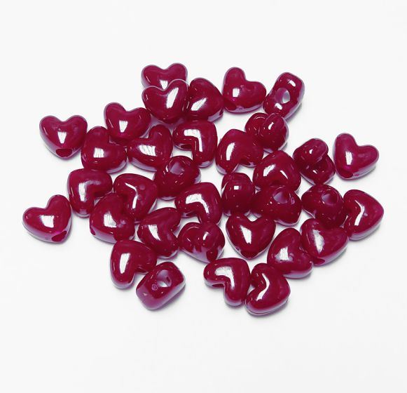 Opaque Cranberry Red Heart Shaped Pony Beads