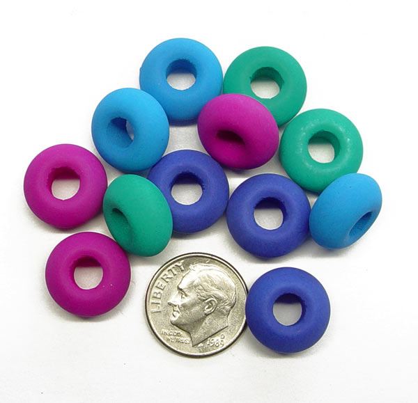 9x14mm Dark Neon Mix Czech Glass Candy Loops
