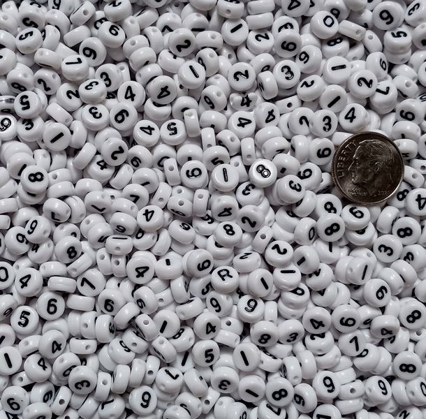 7mm Number Disc Brite Beads