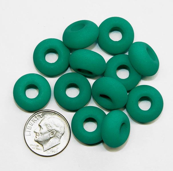 9x14mm Dark Neon Emerald Czech Glass Candy Loops