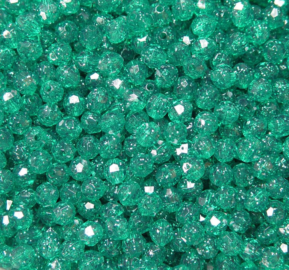 Emerald Sparkle 8mm Faceted Round Beads